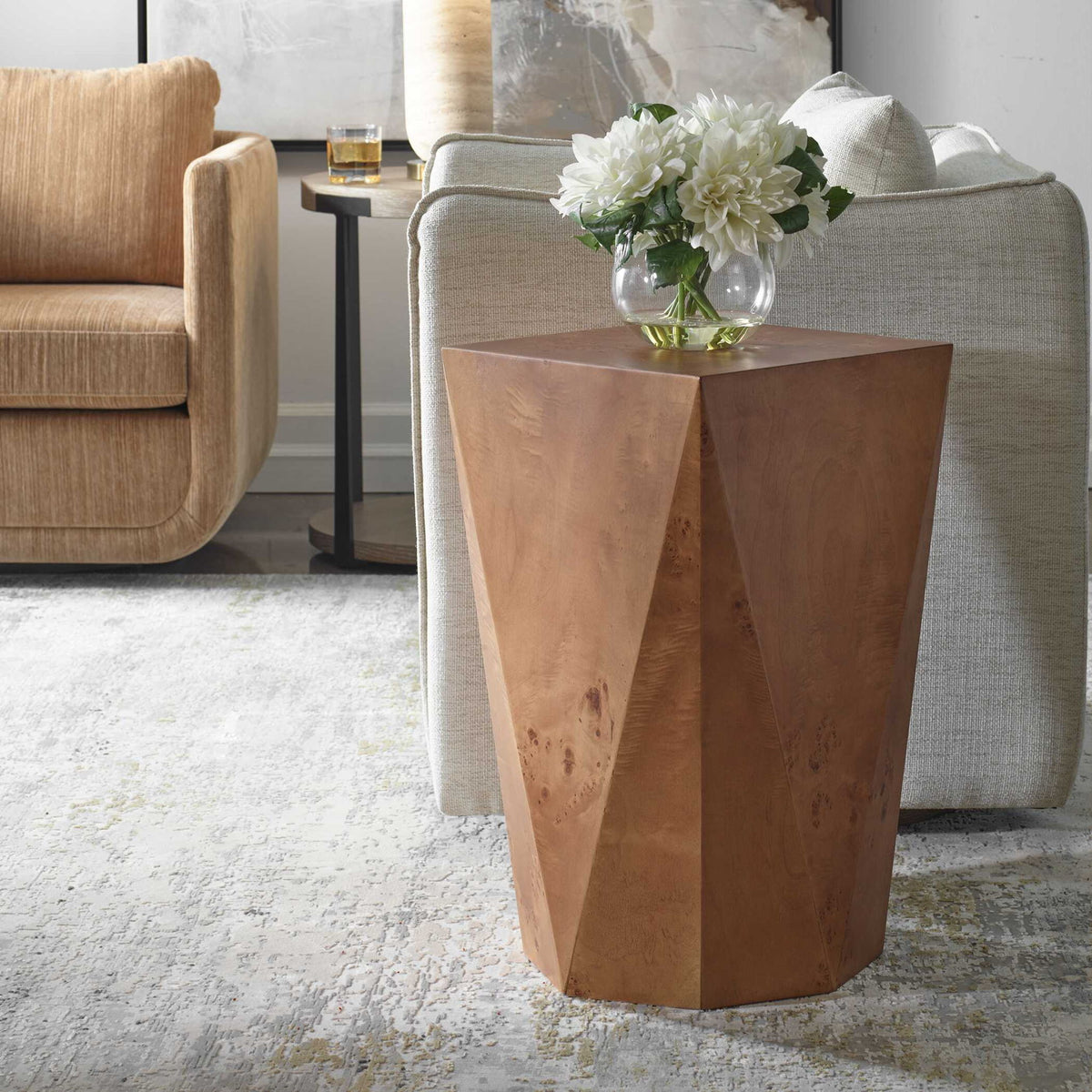 Hughes - Geometric Accent Table - Dark Brown