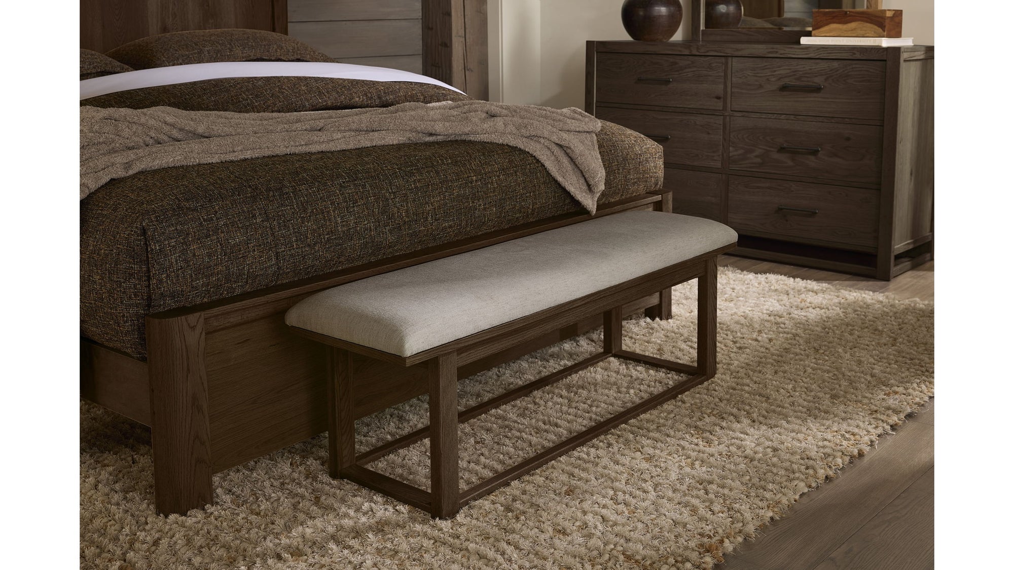 Lodge & Loft - Upholstered Bench - Ivory Cream
