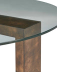 Ignis - Round Glass Coffee Table - Brown / Woodtone