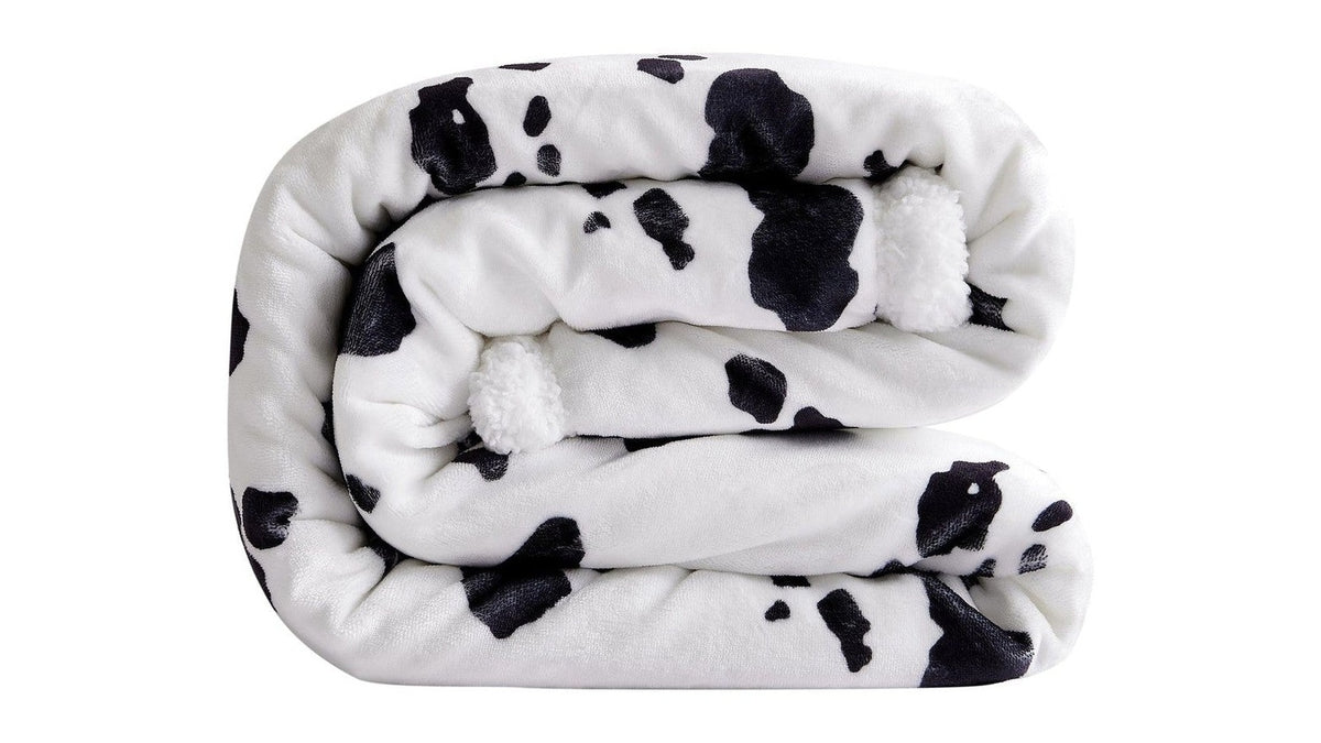 Campfire - Elsa Cowhide Campfire Sherpa Throw 6 Per Carton - Black / White