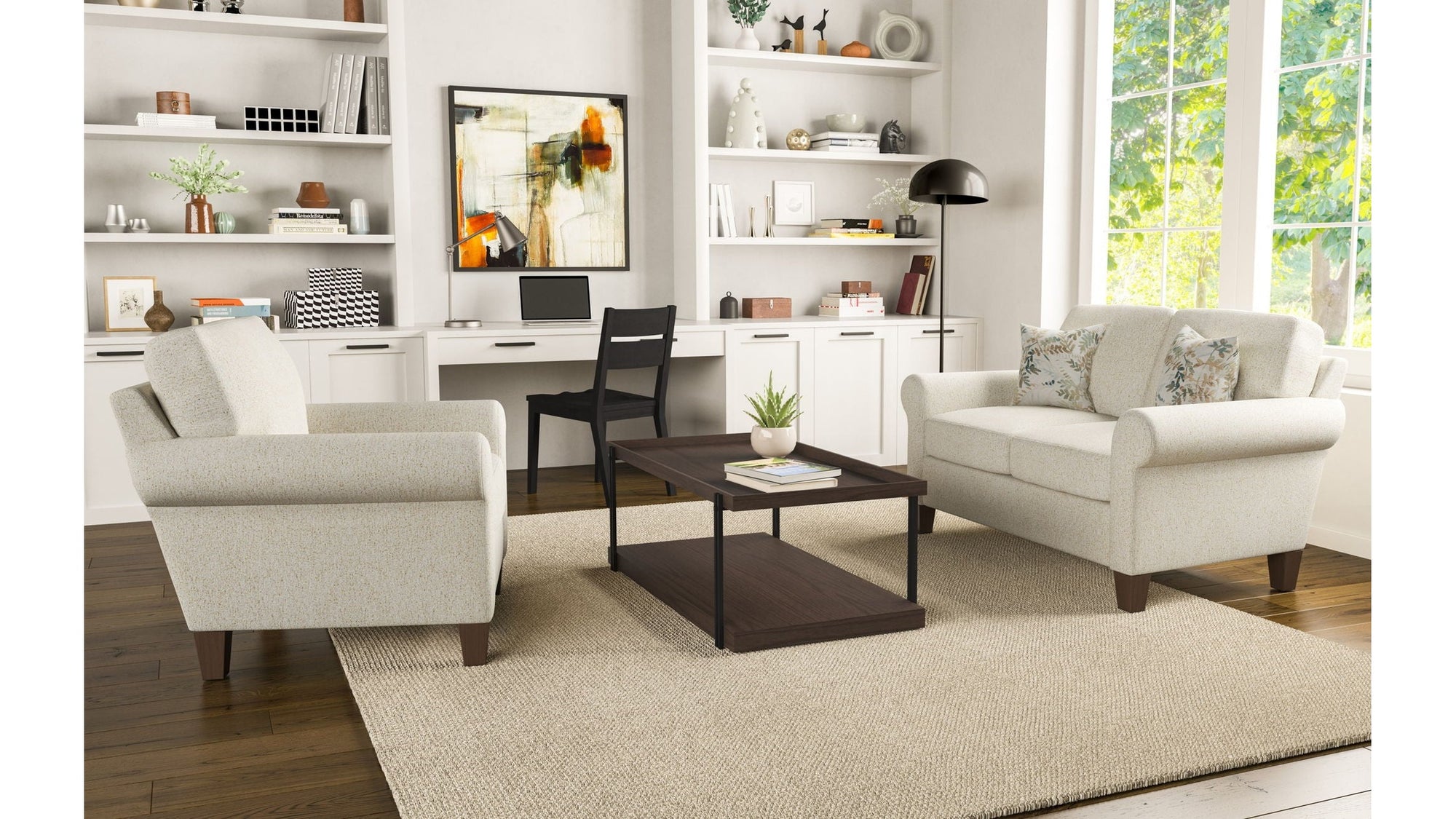 Moxy - Fabric Loveseat, Curved Sock Arms