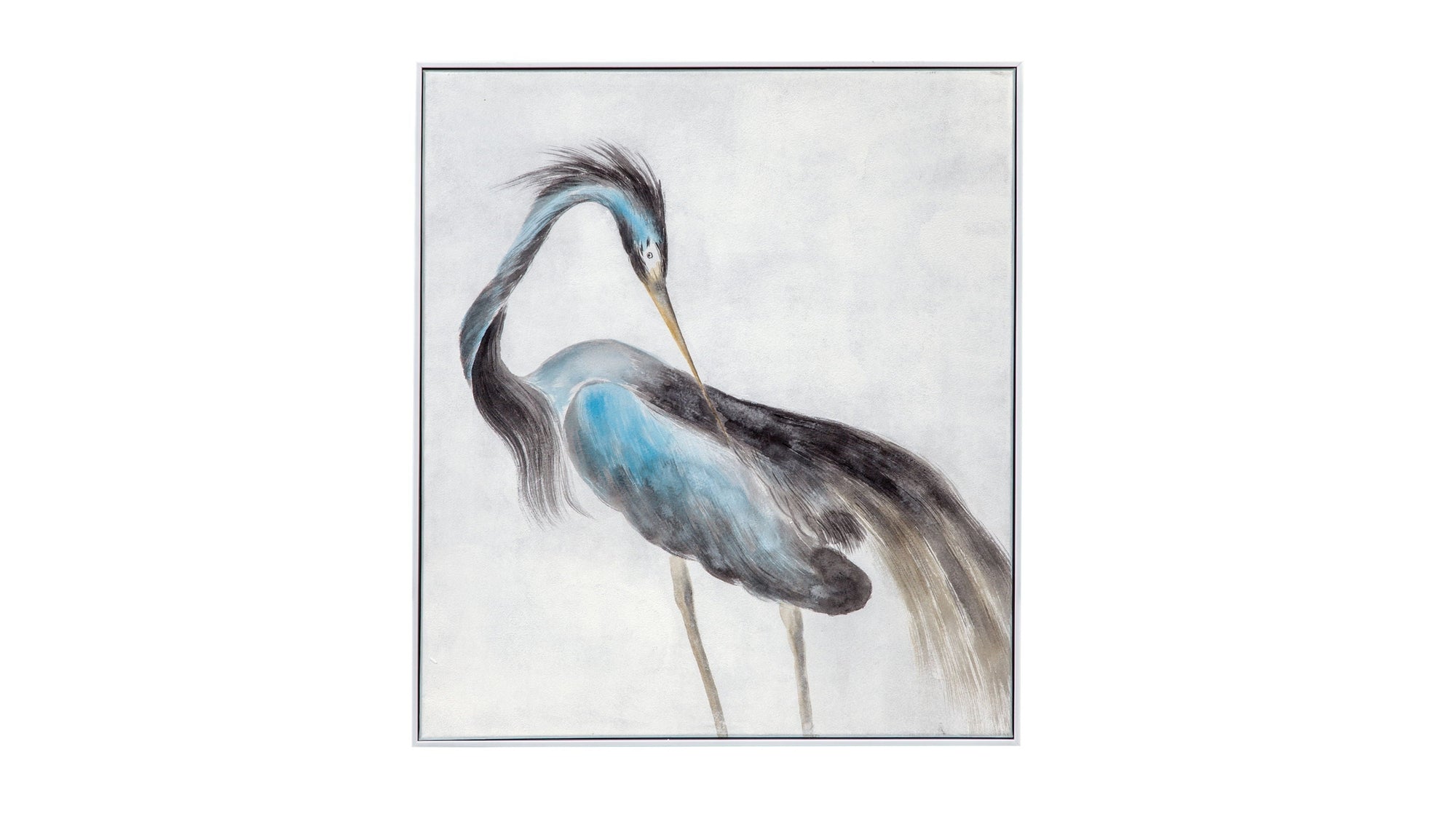 Louisiana Heron Canvas Art - Blue / Pearl Silver