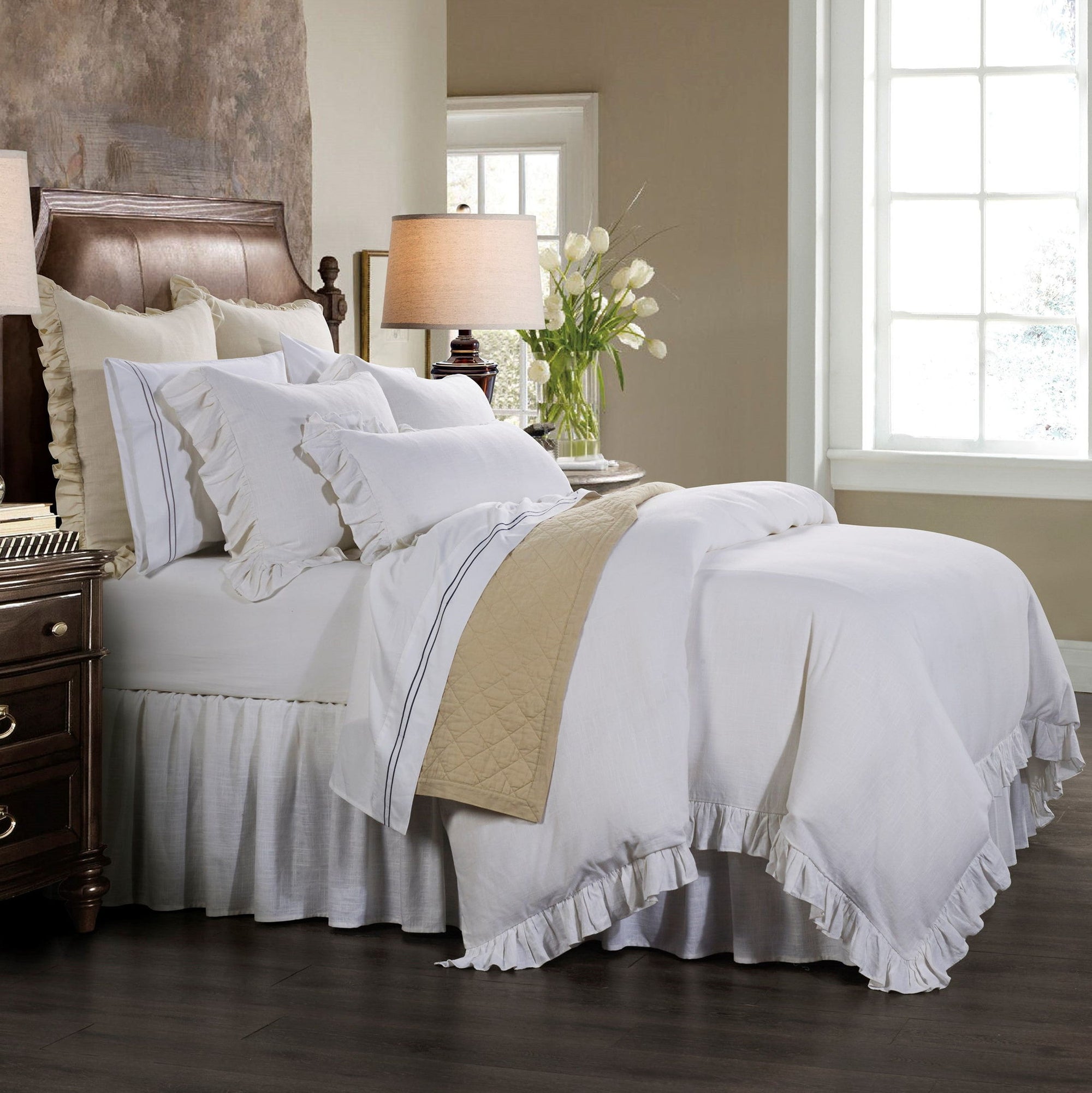 Lily - King Washed Linen Duvet Cover - White