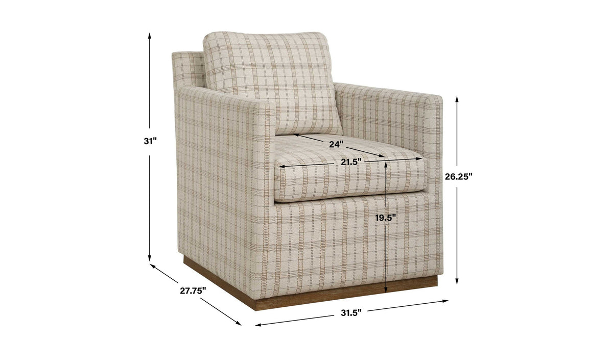 Basie - Casual Linen Swivel Chair - White