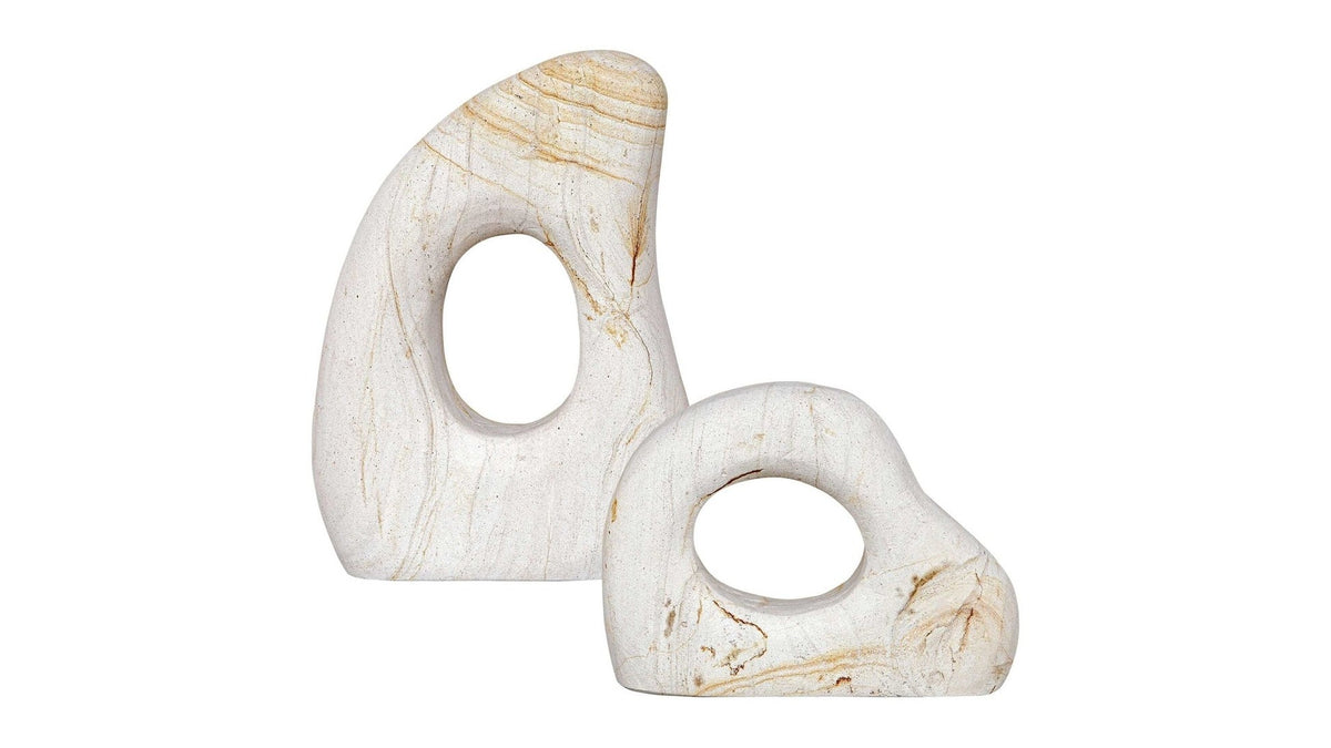 Stone Flow - Outdoor Sculptures Set of 2 - Brown / White