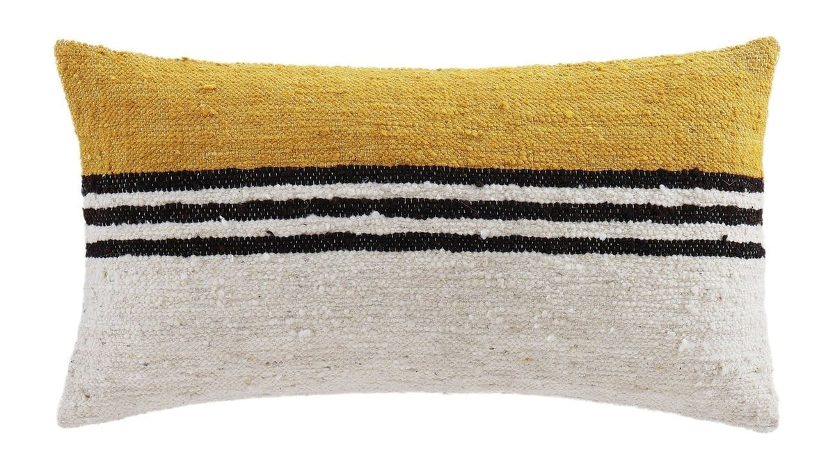 Solola - Handwoven Oblong Pillow - Yellow / Natural