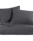 Cotton Canvas - Full/Queen Stonewashed Coverlet Set (Set of 3) - Charcoal