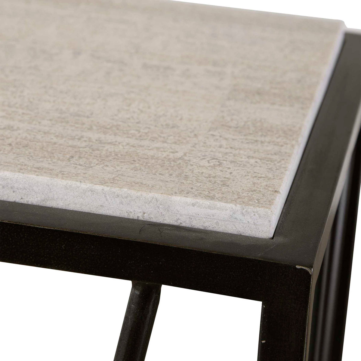 Reed - Travertine Console Table - Black &amp; Light Brown