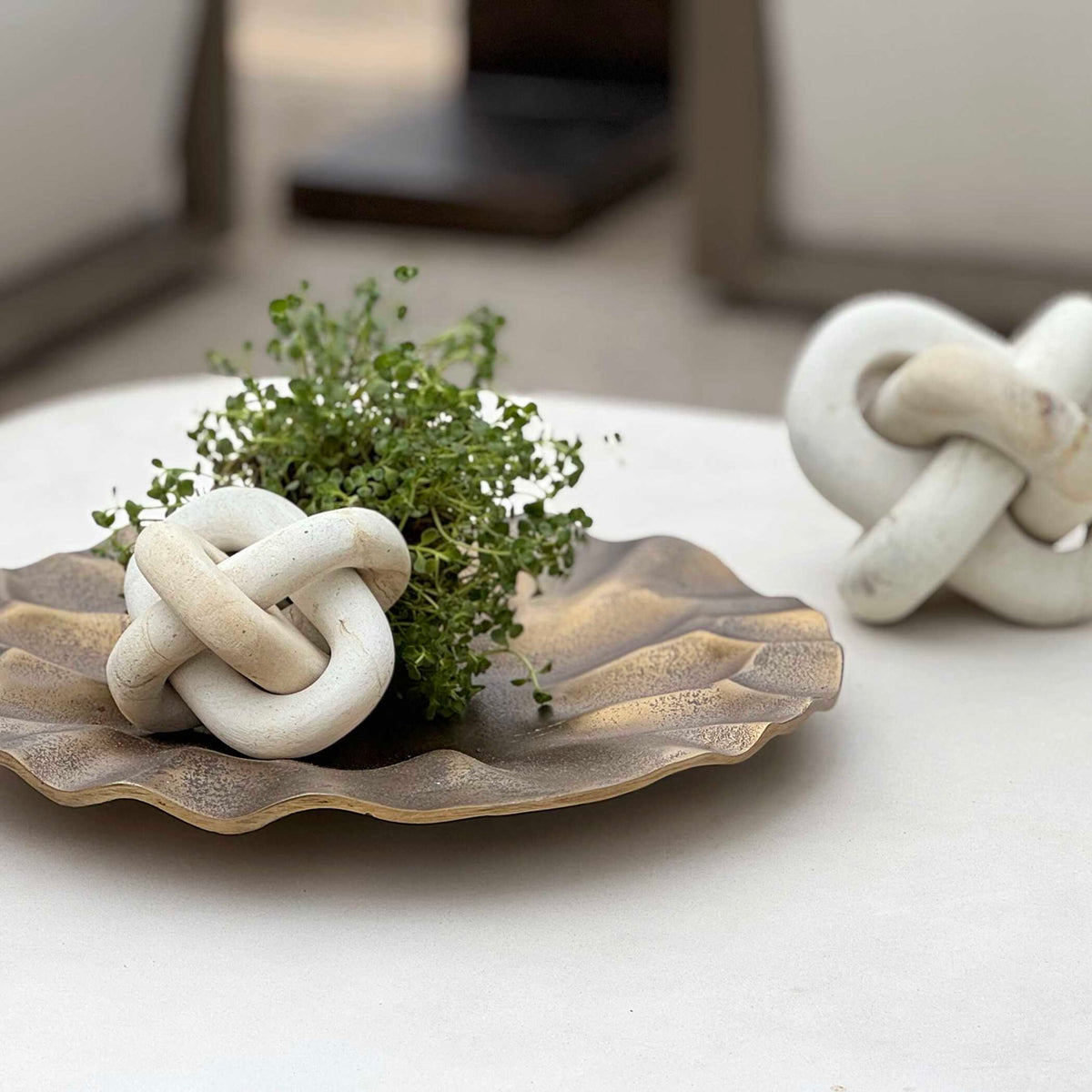 Limestone - Link Sculptures (Set of 2) - Beige