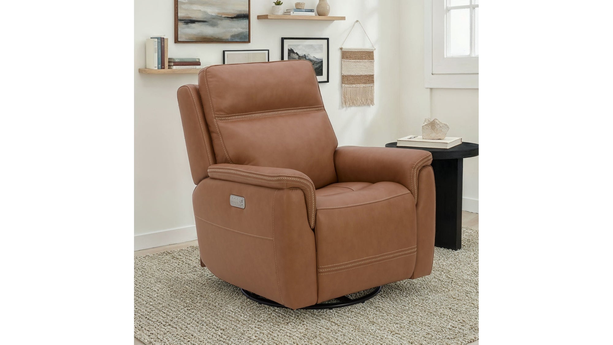 Sawyer - Swivel Glider With Power Headrest, Lumbar, Heat & Massage