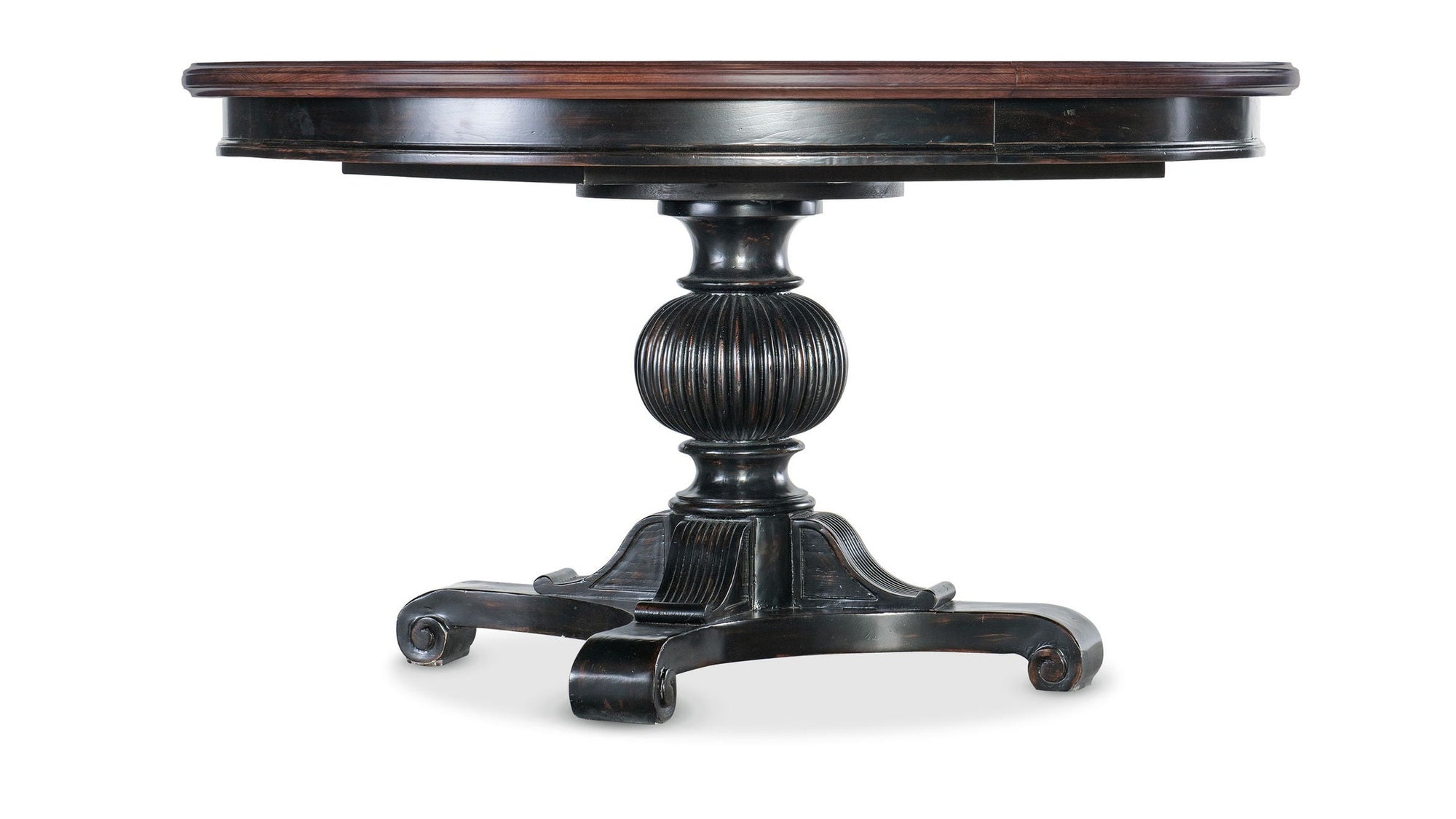 Charleston - Round Pedestal Dining Table With 1-20" leaf - Dark Brown