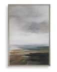 Lowlands - Framed Landscape Print - Black / Blue / Brown / Orange / White / Yellow