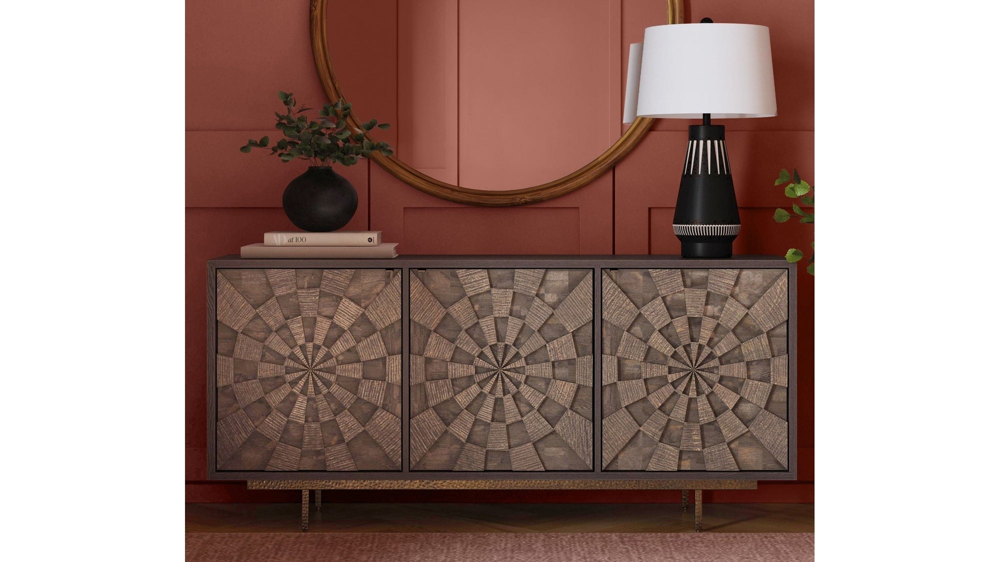 Adrienne - Server - Sandblasted Dark Brown & Antique Gold Metal