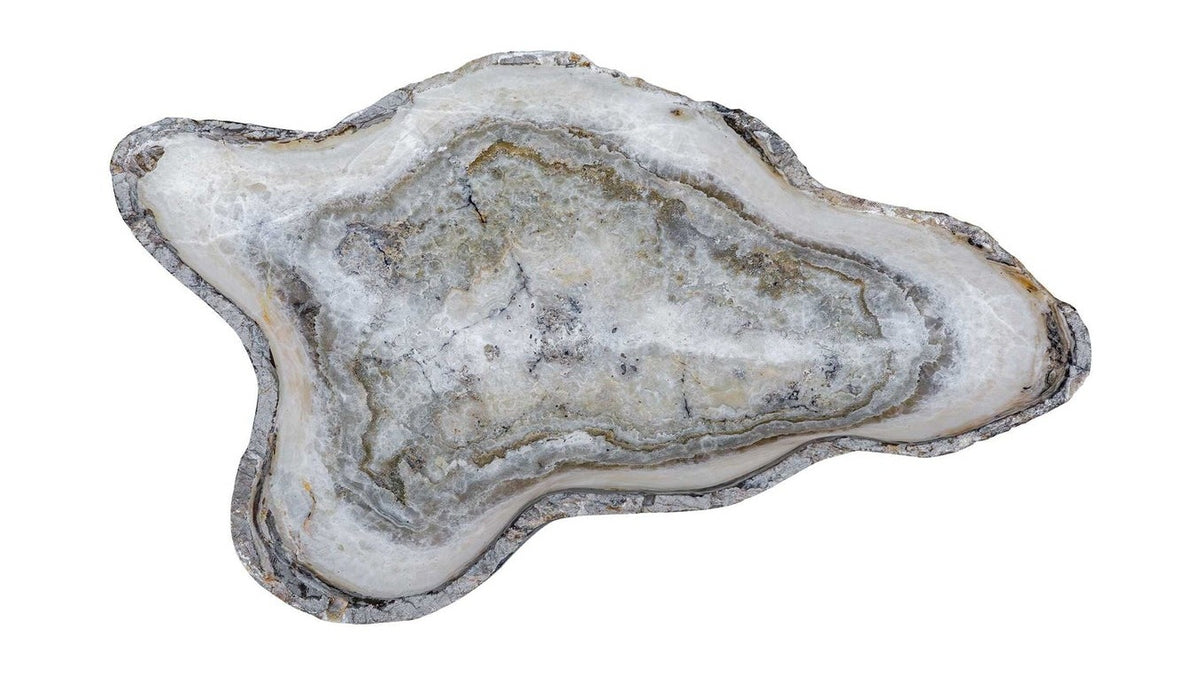 Lunara - Indoor-Outdoor Stone Bowl - Gray / White