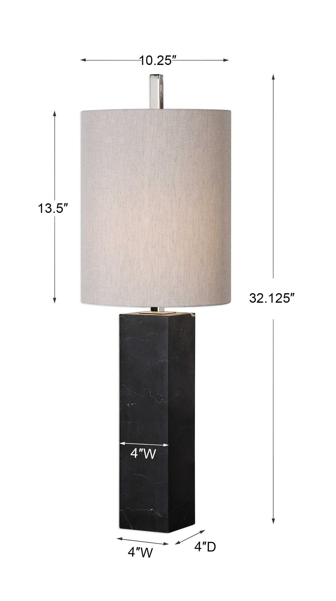 Delaney - Marble Column Accent Lamp - Black