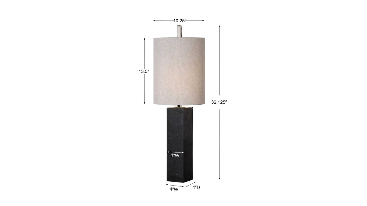 Delaney - Marble Column Accent Lamp - Black