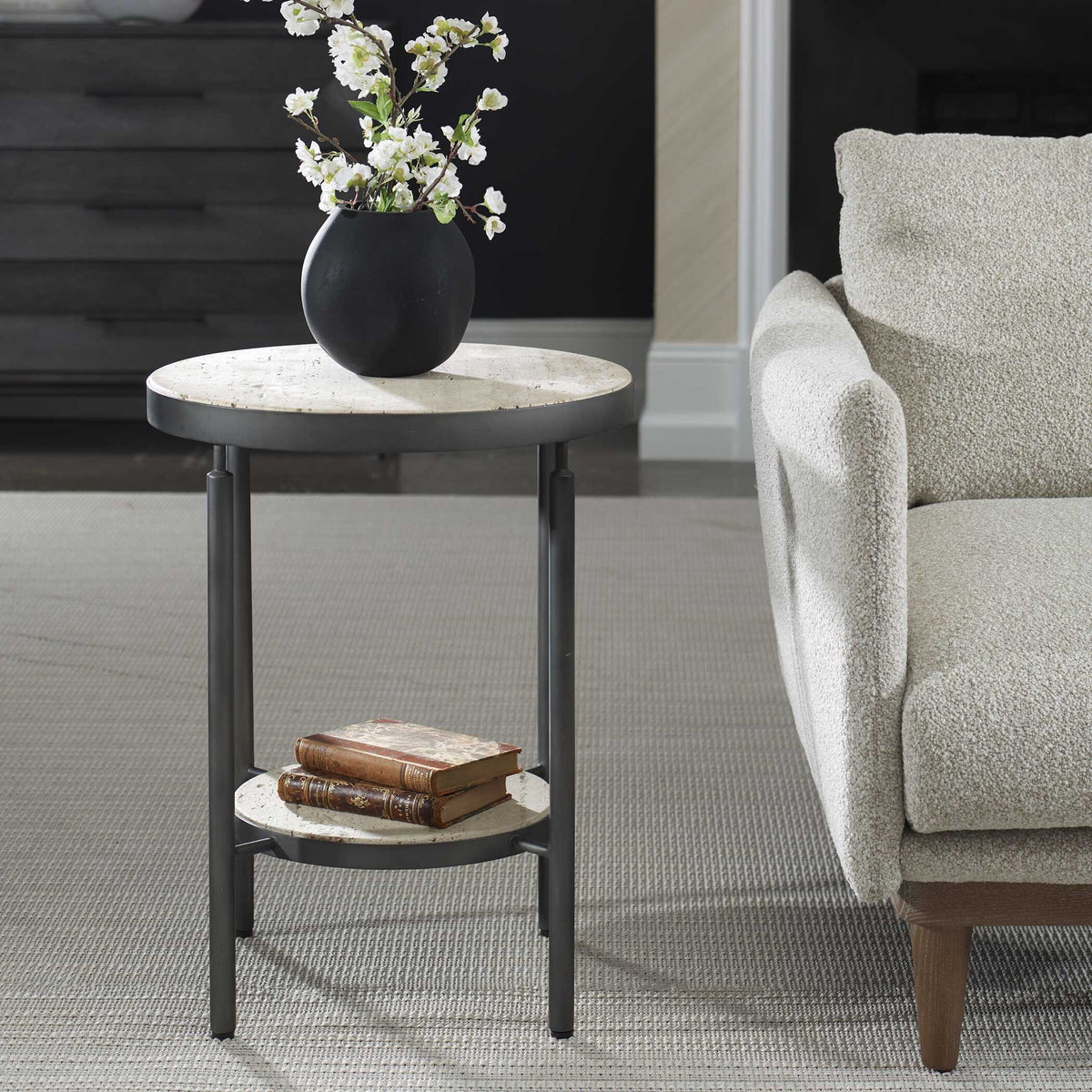 Dauntless - Side Table - Travertine