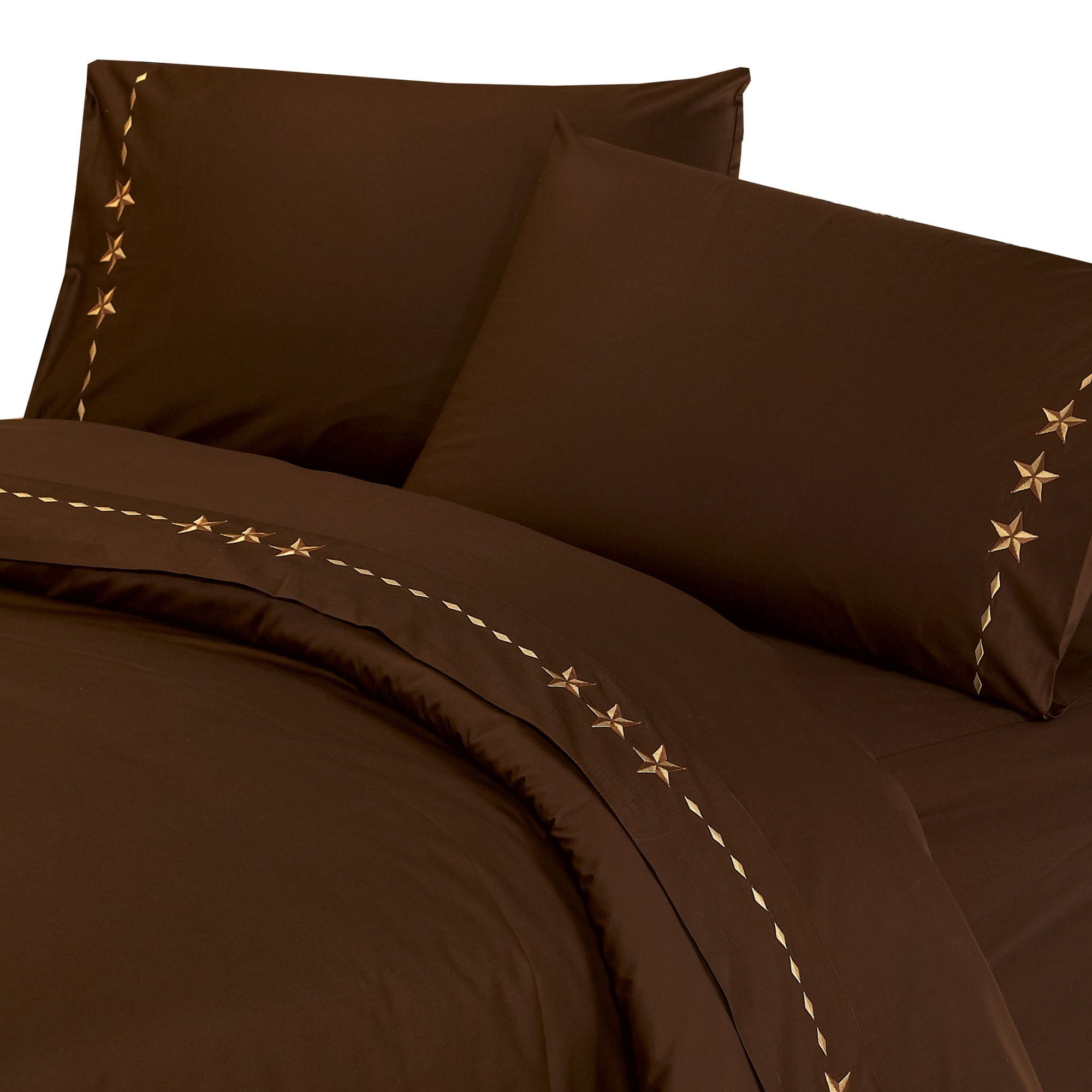 Star Sheet - Queen 350TC Embroidered Star Sheet Set (Set of 4) - Chocolate