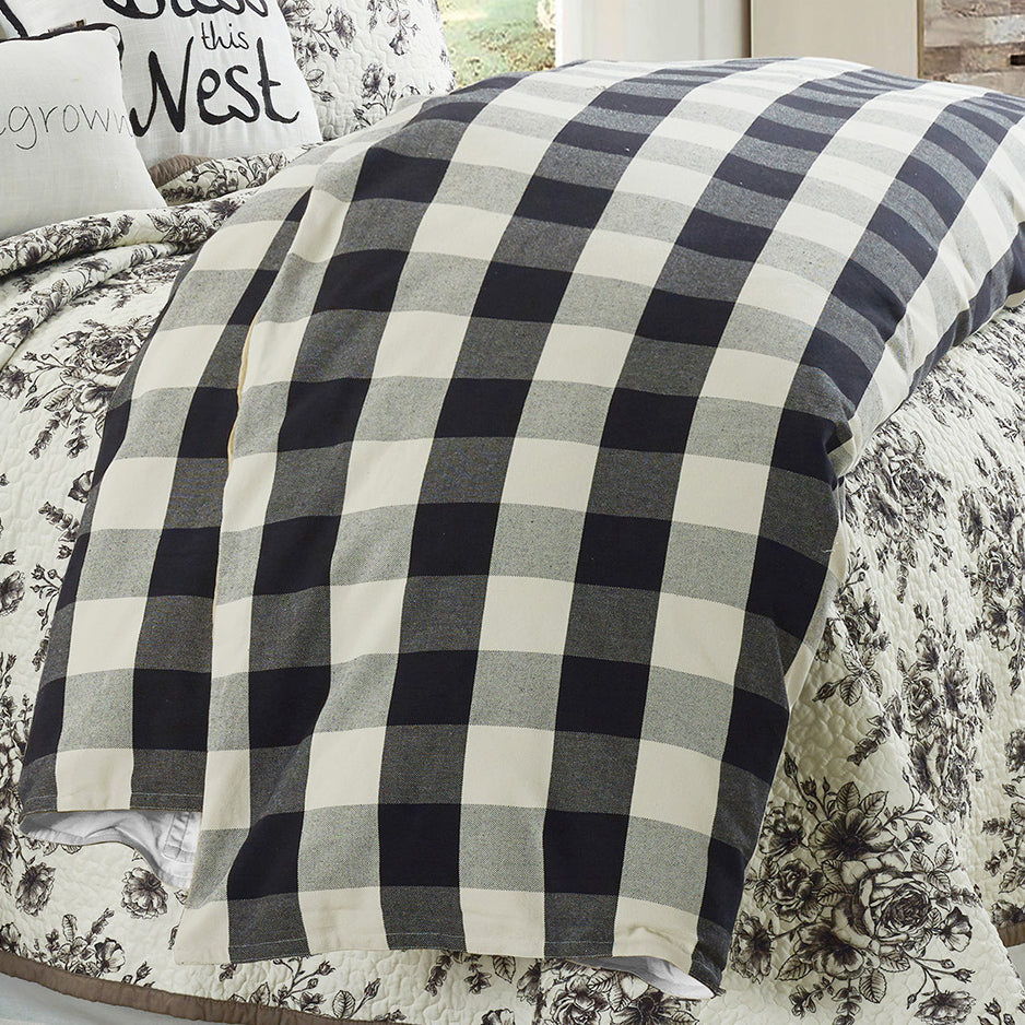 Camille - Full Buffalo Check Comforter Set (Set of 3) - Black / Natural