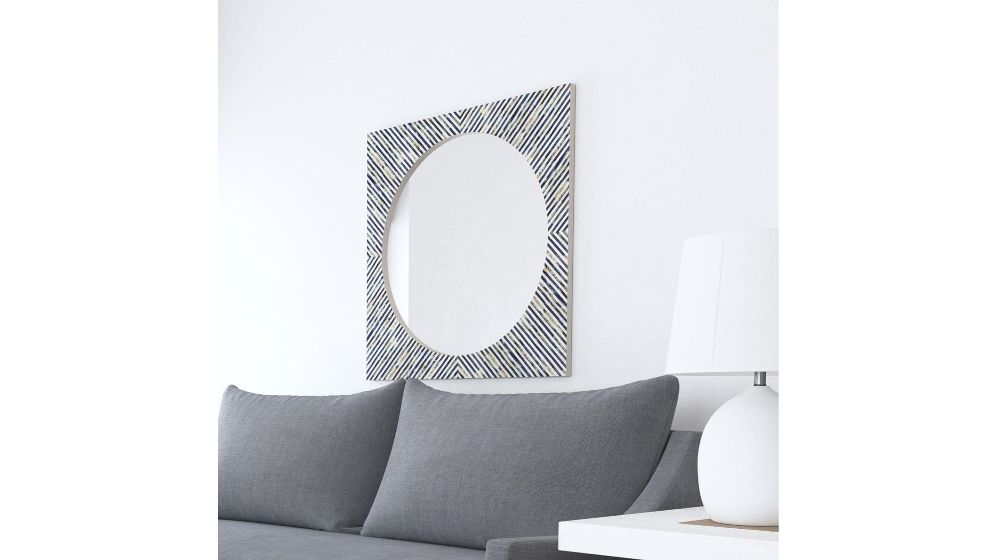 Sunburst - Bone Wall Mirror - Light Blue