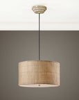 Dafina - 3 Light Burlap Drum Pendant - Beige