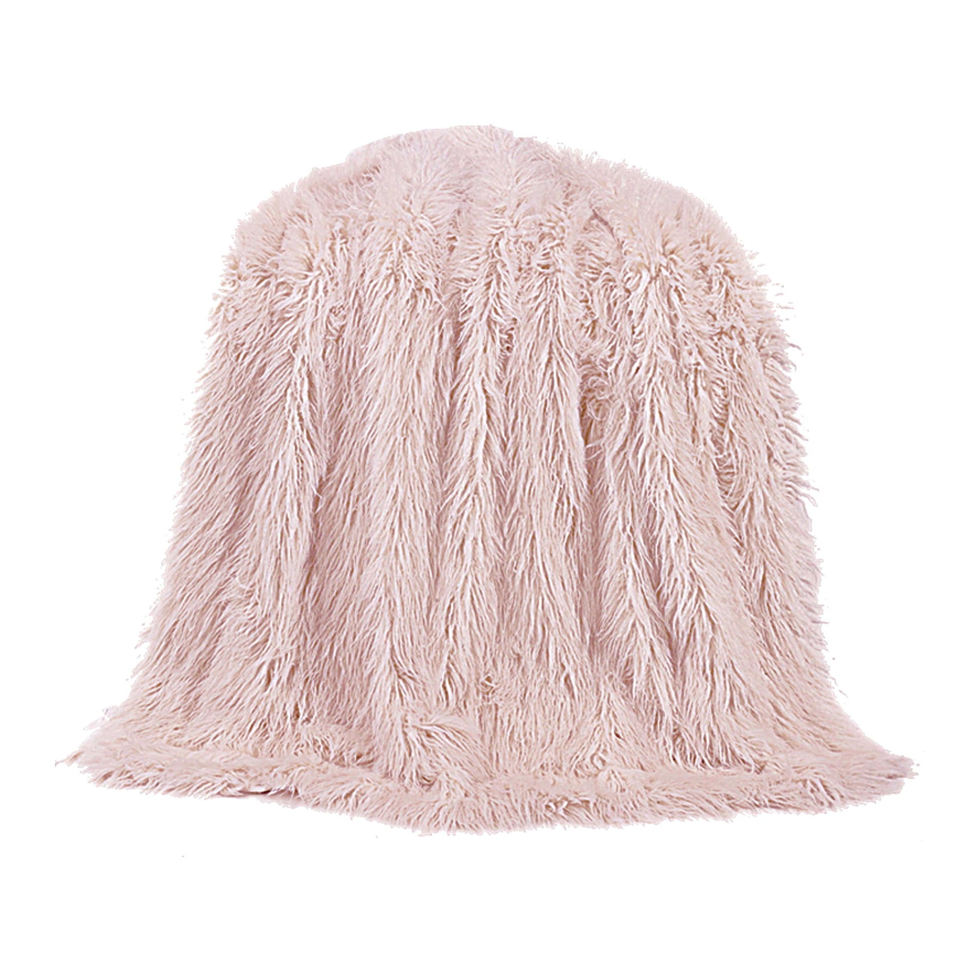 Mongolian Fur - Faux Fur Throw Blanket - Blush