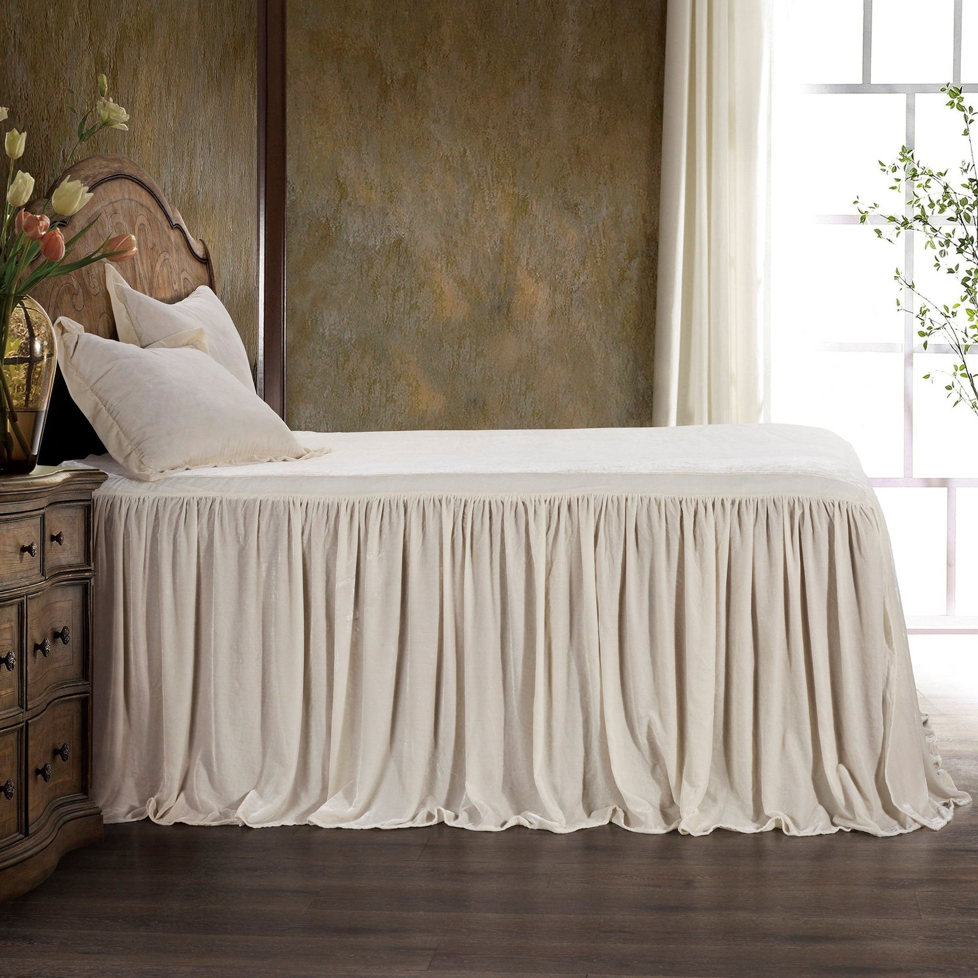 Stella - King Faux Silk Velvet Bedspread Set (Set of 3) - Stone