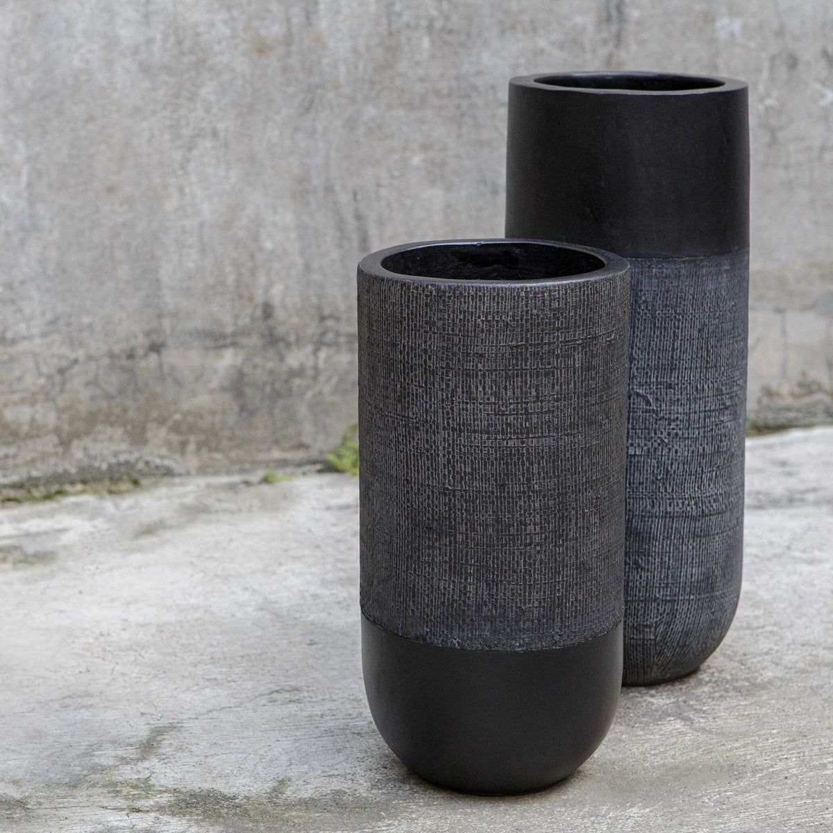 Woven - Shadow Vases (Set of 2) - Black