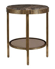 Cusano - Round Dark Marble Accent Table - Brass / Brown