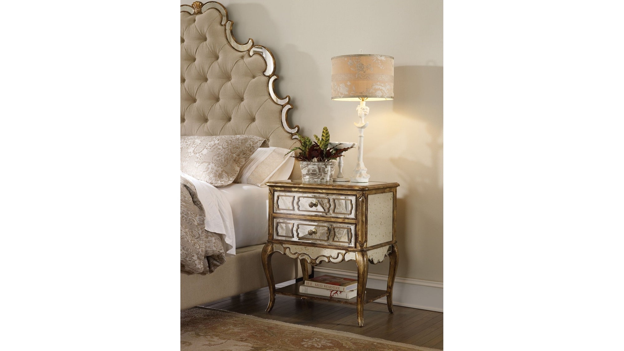 Sanctuary - Mirrored Leg Nightstand - Bling
