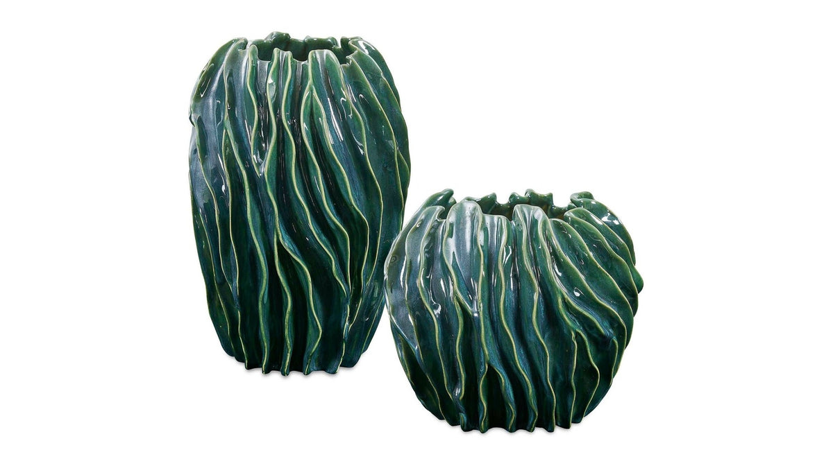 Veridian Ridge - Indoor-Outdoor Vases Set of 2 - Green