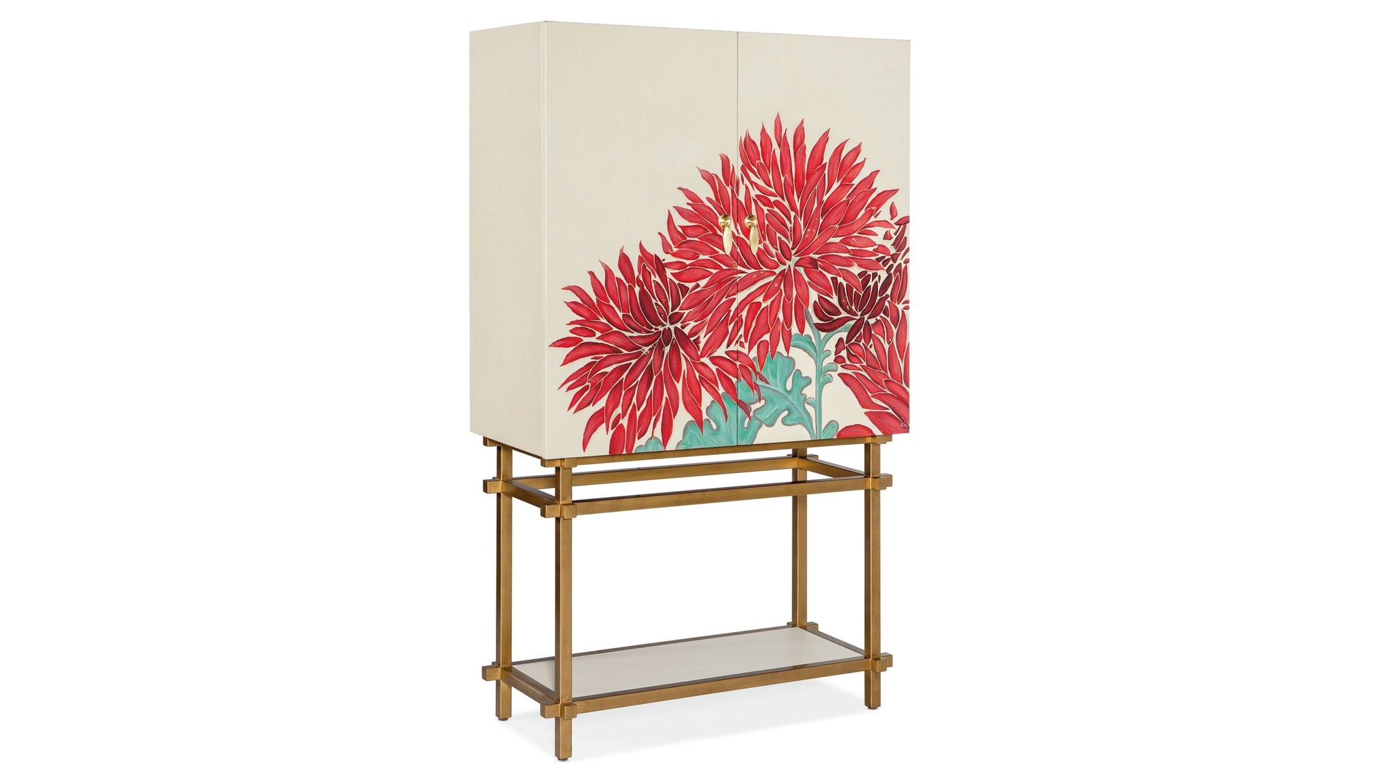Melange - Patrisha Bar Cabinet - Beige / Red