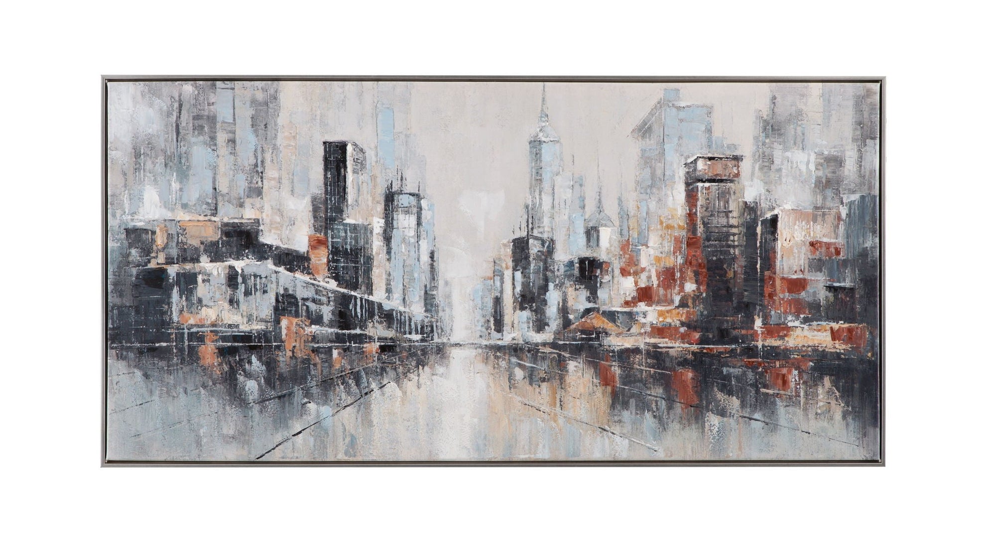City Scape Framed Canvas - Dark Gray / Gray