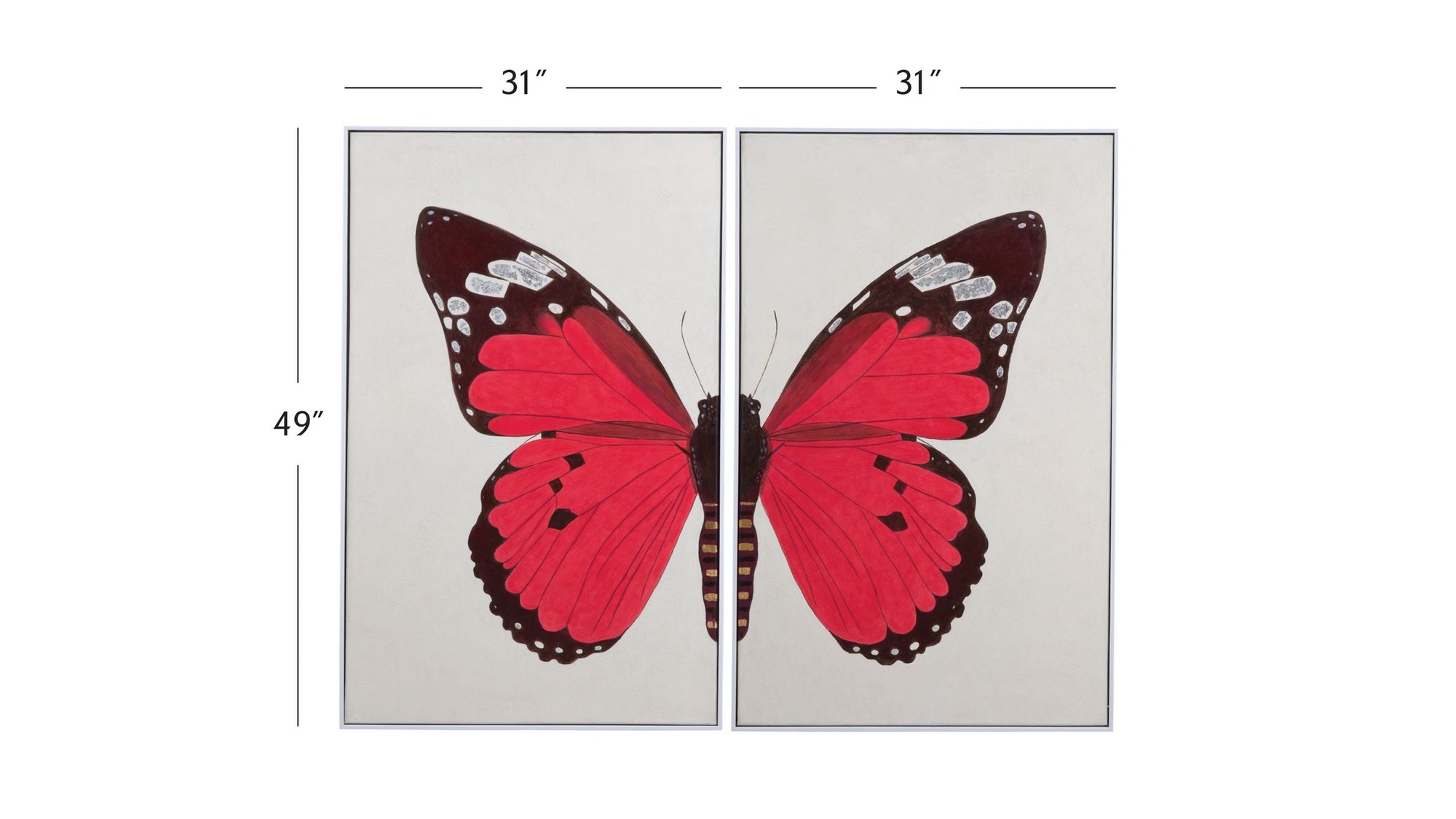 Butterfly Canvas Art Set of 2 - White