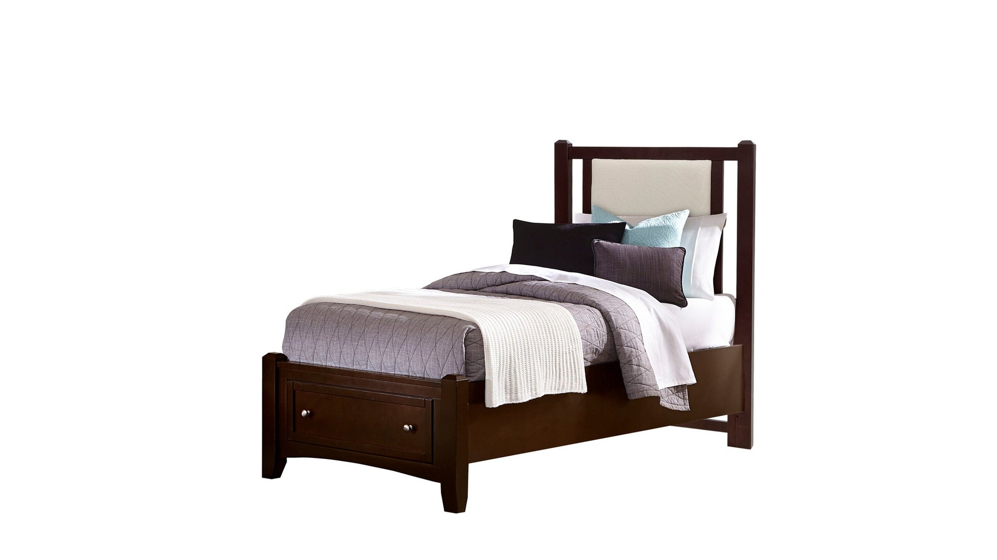 Bonanza - Pebble Gray Upholstered Bed With Storage Footboard