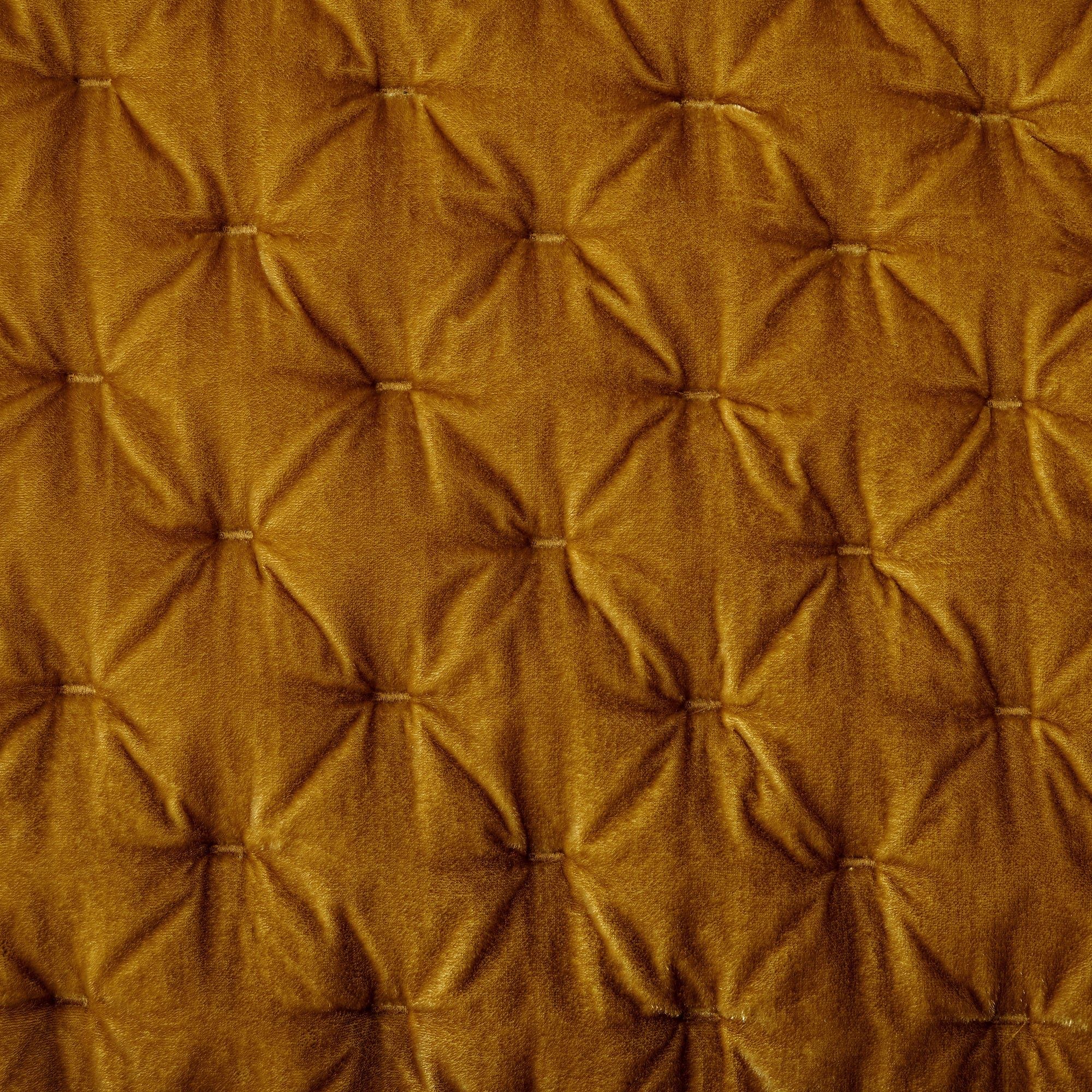 Stella - Full/Queen Faux Silk Velvet Pintuck Quilt - Saffron