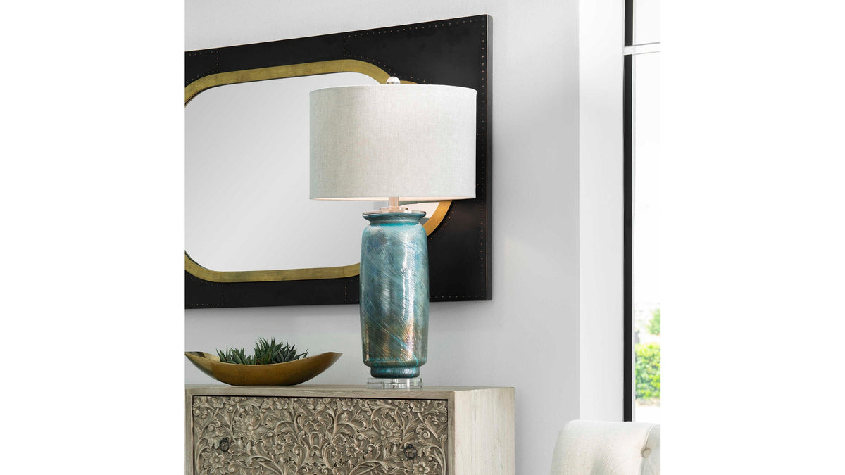 Olesya - Swirl Glass Table Lamp - Blue