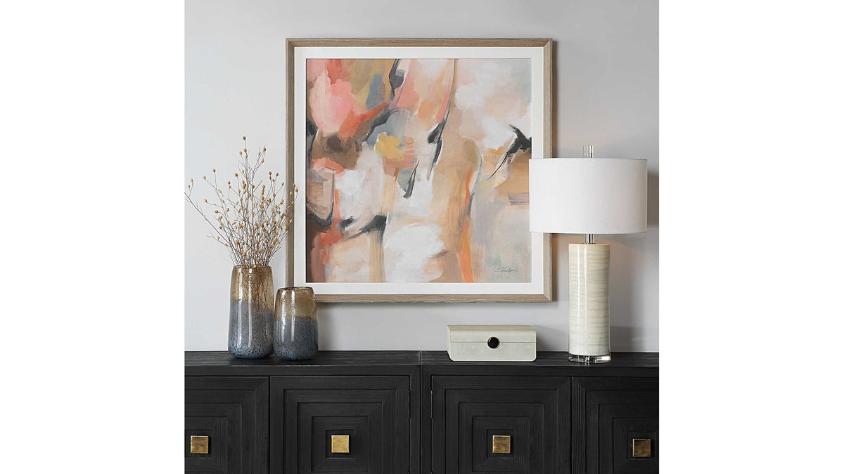 Uphill - Framed Abstract Print - Light Brown