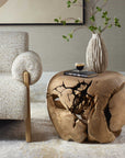 Sola - Handcrafted Teak Side Table - Beige