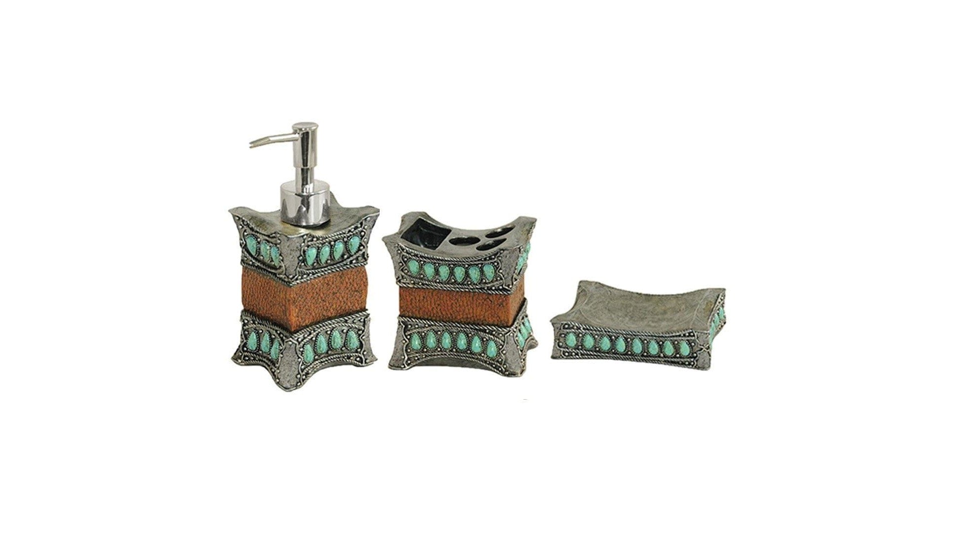 Turquoise - Countertop Bathroom Set Set of 3 , 4 Per Carton - Turquoise