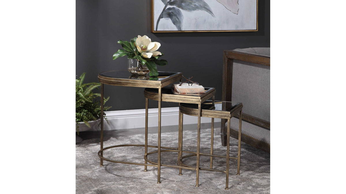 India - Nesting Tables (Set of 3) - Light Brown &amp; Black