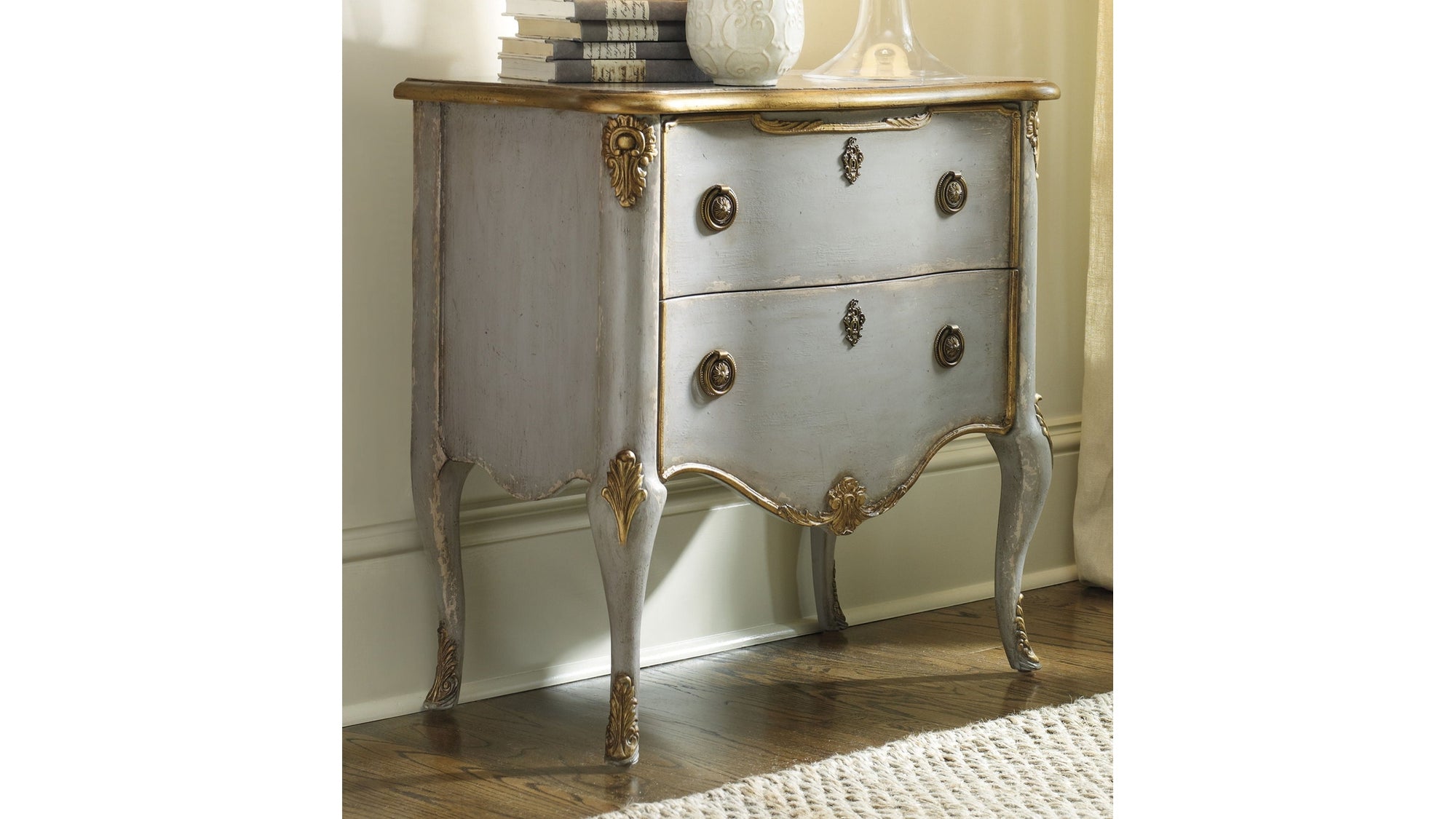 Melange - French 2-Drawer Chest - Pearl Silver