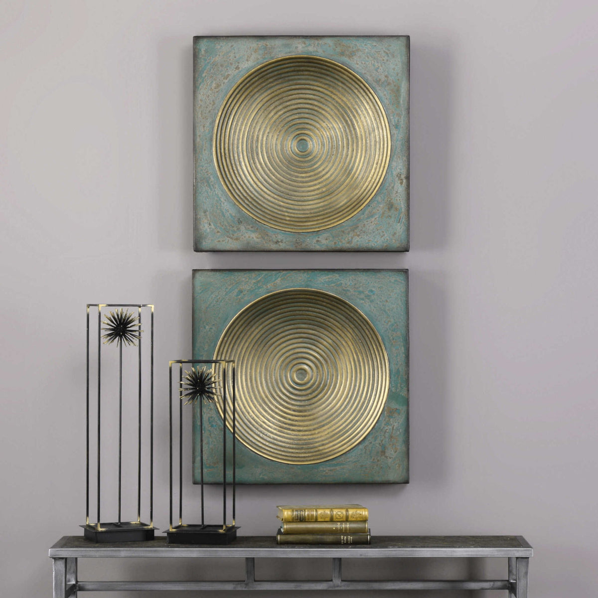 Sybil - Squares (Set of 2) - Antique Gold
