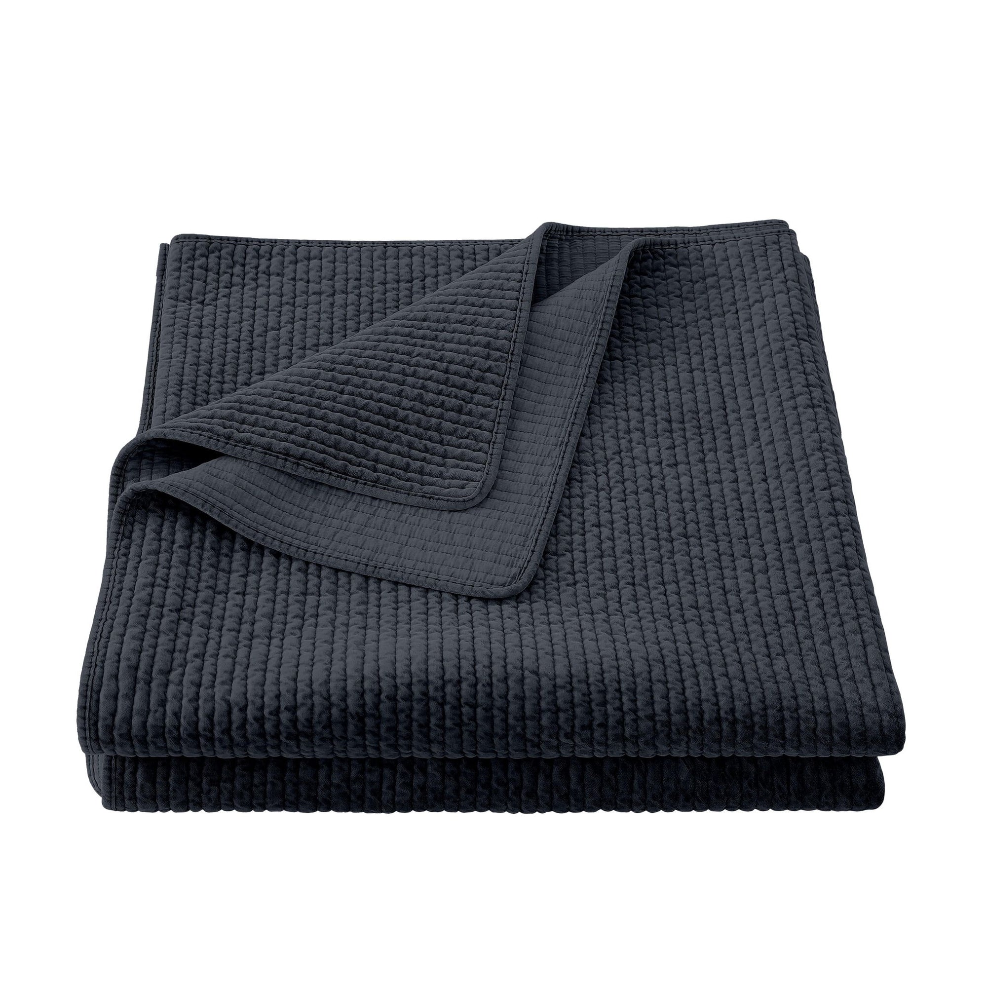 Stonewashed Cotton Velvet - Twin Quilt - Navy