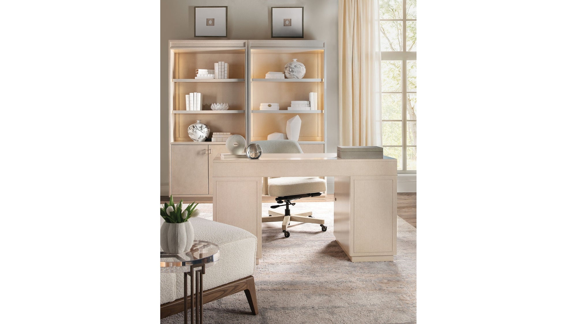 Marlowe - Knee-Hole Desk - Polished Limestone