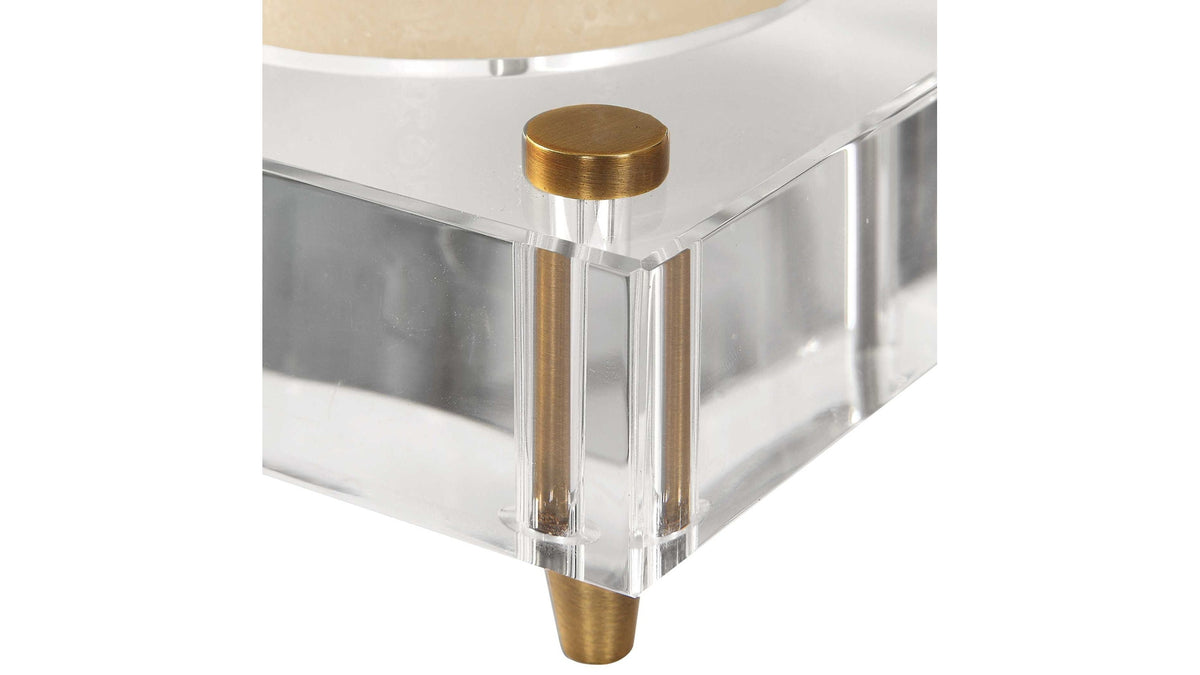 Claire - Crystal Block Candleholders Set of 2 - Beige