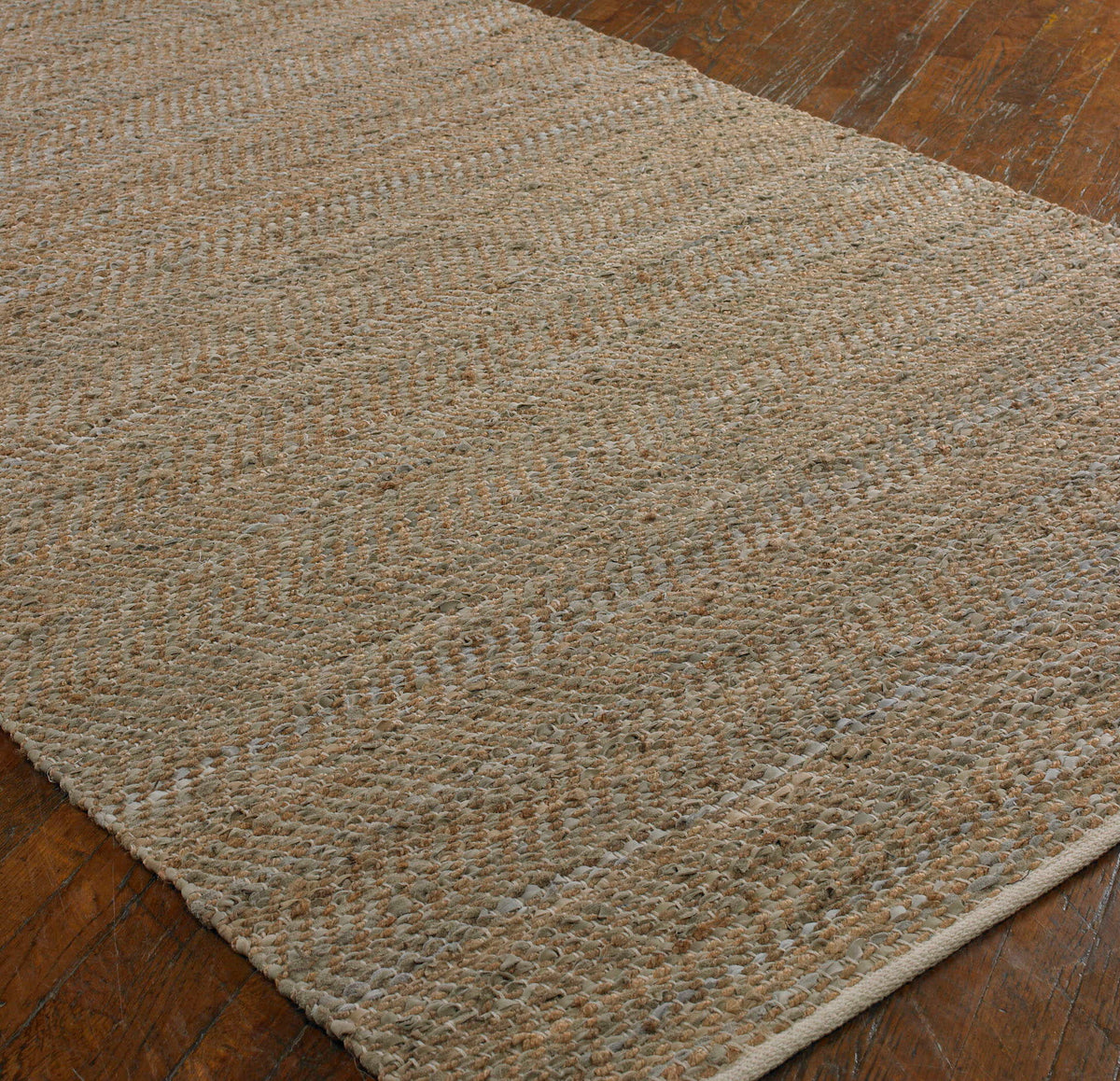 Tobais - Rescued Leather &amp; Fabric Rug