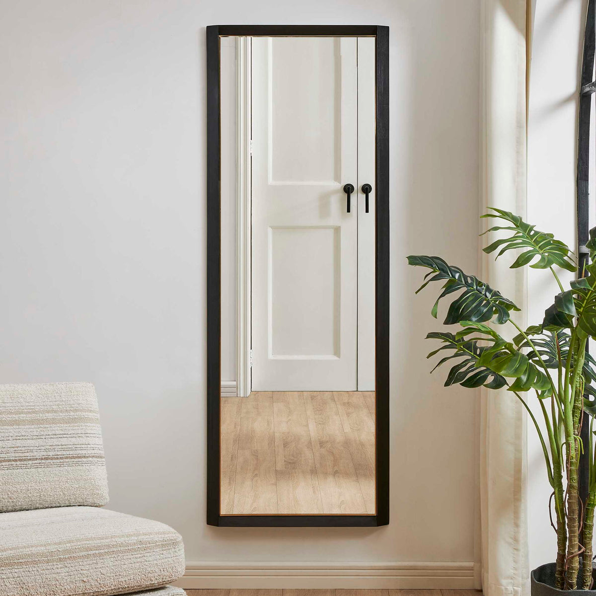 Stenton - Tall Wooden Mirror - Black