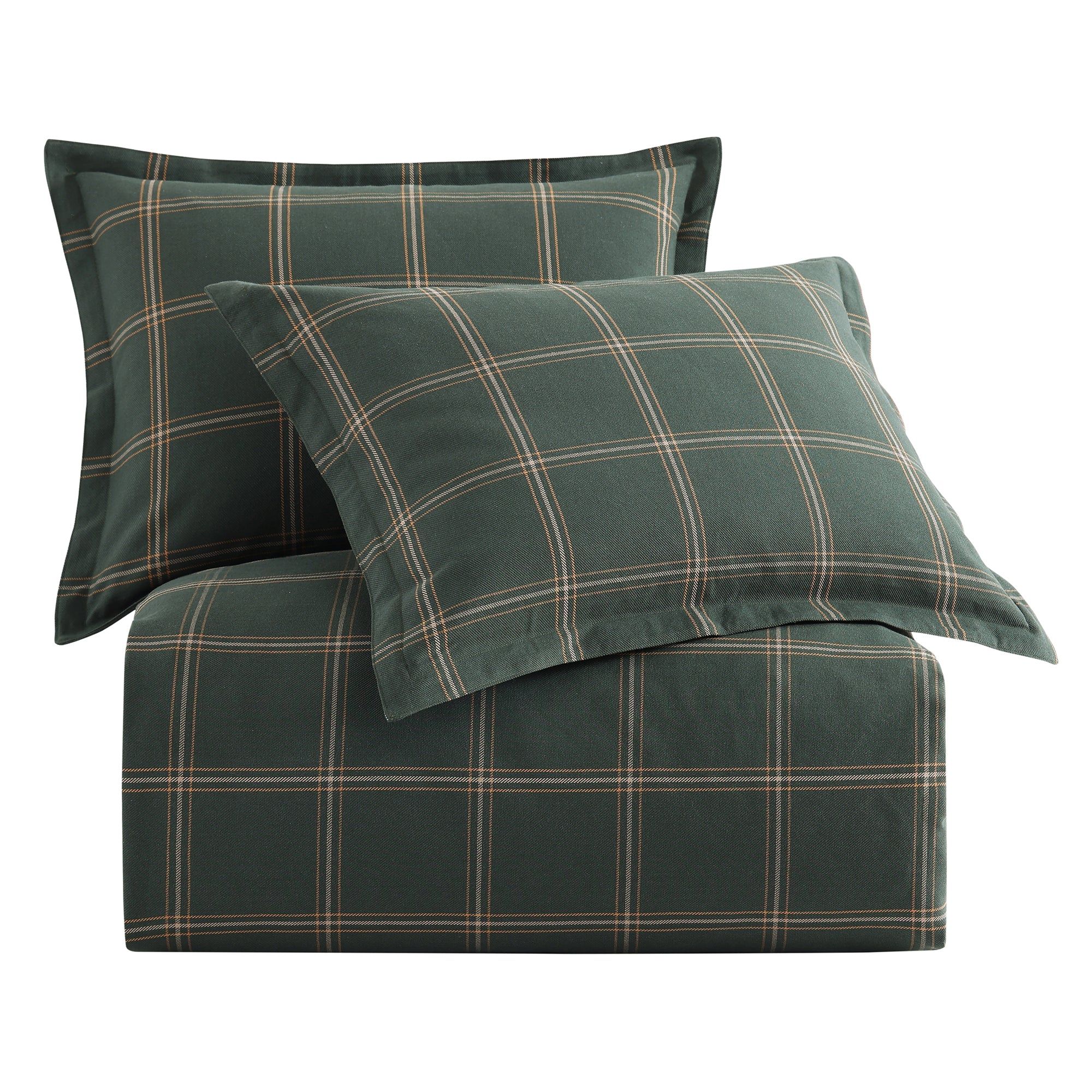 Windowpane - Full Plaid Comforter Set (Set of 3) - Hunter Green
