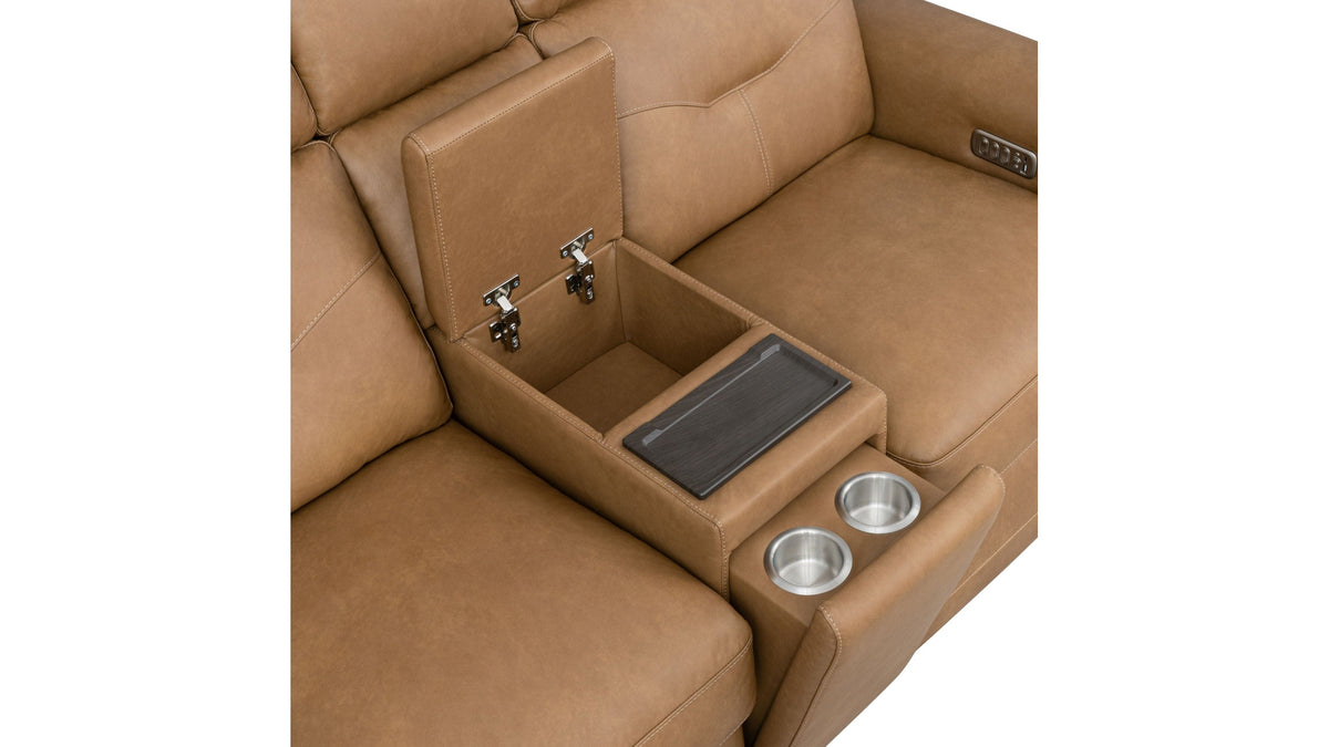 Felix - Power Reclining Loveseat With Console, Power Headrest, Lumbar, Heat &amp; Massage
